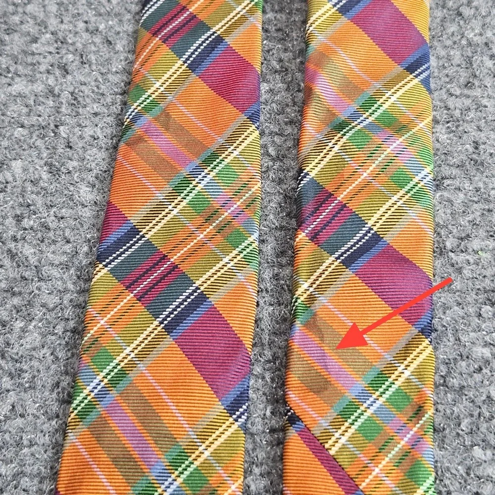 Brooks Brothers 346 Men's Pure Silk Plaid Necktie‎ Orange Purple Green Blue
